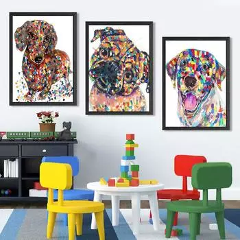 Скандинавское граффити искусство абстракция животное холст живопись цифровой цветной постер офис настенная живопись гостиная украшение дома фреска без рамки 21*30cm No Frame