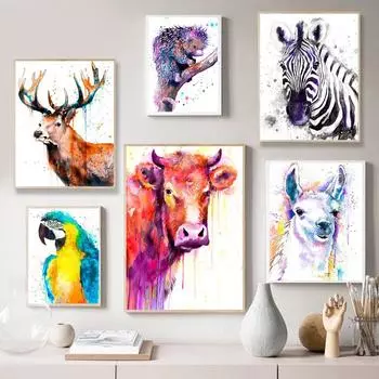 Скандинавское граффити искусство абстракция животное постер цветная печать холст картина офис гостиная коридор украшение дома фреска без рамки 21*30cm No Frame