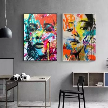 Скандинавское граффити искусство фигура холст картина мода леди постер офис настенная живопись гостиная спальня украшение дома фреска без рамки 21*30cm No Frame