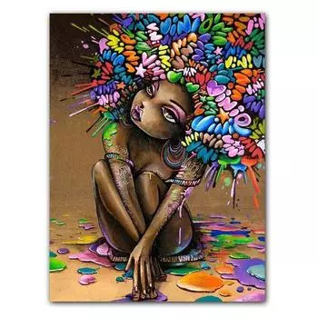 Скандинавское граффити искусство фигура постер уникальная прическа сексуальная девушка Абстрактная картина на холсте офис гостиная украшение дома фреска без рамки 21*30cm No Frame