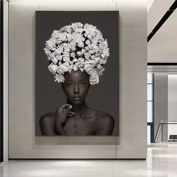 Скандинавское искусство, африканская женщина, холст, картина, африканская женщина, постеры, принты, настенные художественные картинки для гостиной, домашний декор, Cuadros 21x30 No Frame