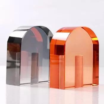 Скандинавское искусство Геометрическая хрустальная арка Креативная модель дома Крыльцо Украшение для дома Свет Роскошные подставки для книг Украшения для книжных обложек Smoky Grey - Small