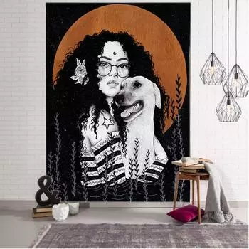 Скандинавское искусство, иллюстрация, декоративный гобелен, отряд колдовства, Мандала, украшение на стену, занавес, гобелен, богемный гобелен на стену 100x75cm