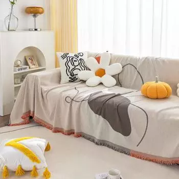 Скандинавское одеяло с кисточками, одинарное, четырехсезонное, хлопковое, чехол для дивана, защита от пыли, защита от кошачьих царапин, одеяло для дивана, ковер 180x180cm 1pcs