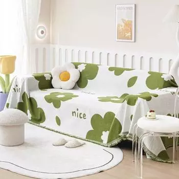 Скандинавское одеяло с кисточками, одиночное, полное, четырехсезонное, хлопковое, чехол для дивана, защита от пыли и царапин, защита от царапин, диванное одеяло, ковер 180x130cm 1pcs