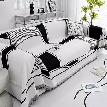 Скандинавское одеяло с кисточками, одиночное, полное, четырехсезонное, хлопковое, чехол для дивана, защита от пыли и царапин, защита от царапин, диванное одеяло, ковер 180x130