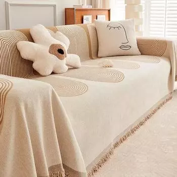 Скандинавское одеяло с кисточками, одиночное, полное, четырехсезонное, хлопковое, чехол для дивана, защита от пыли и царапин, защита от царапин, диванное одеяло, ковер 180x130