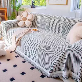 Скандинавское одеяло с кисточками, полный четырехсезонный хлопковый чехол для дивана, полотенце, защита от пыли и царапин, чехлы для дивана, одеяло, ковер 180x130cm