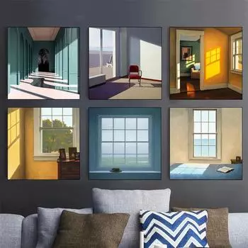 Скандинавское окно, внешний пейзаж, интерьер, холст, картина для гостиной, украшение для дома, печать, настенные художественные постеры 20x20cm Unframed