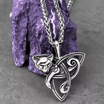 Скандинавское ожерелье с головой волка викингов, кельтское ожерелье, мужское ожерелье из нержавеющей стали, модное ожерелье с подвеской в виде животного в стиле хип-хоп, байкерское ювелирное изделие, подарок