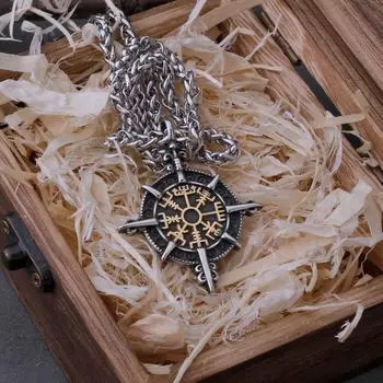 Скандинавское ожерелье с компасом викингов Vegvisir, мужское дорожное знак, амулет, кулон, скандинавский байкер, нержавеющая сталь, мужские ювелирные изделия, подарок