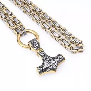 Скандинавское ожерелье с подвеской в виде молота Тора из нержавеющей стали, европейское и американское мужское мужское ожерелье с подвеской из нержавеющей стали 40CM