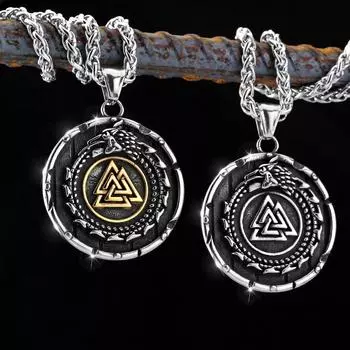 Скандинавское ожерелье с рунами из нержавеющей стали 316L, кулон для мужчин, ювелирные изделия в стиле уличного рока, аксессуары, мужской подарок BFF серебряный