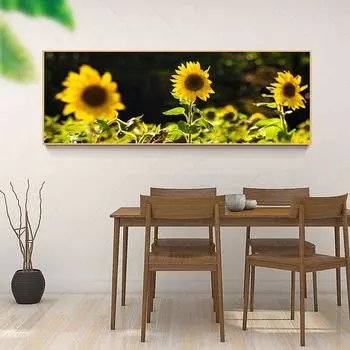 Скандинавское растение, цветок, холст, современная живопись, принт, постер с подсолнухом, настенные панно для гостиной, скандинавский домашний декор 20cm40cm NoFrame