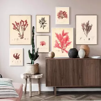 Скандинавское ретро искусство эволюция растений научно-популярная демонстрация холст картина гостиная коридор постер украшение дома фреска без рамки 21*30cm No Frame