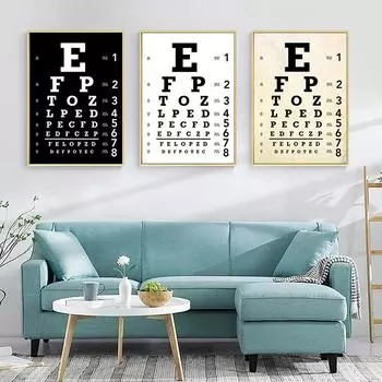 Скандинавское современное настенное искусство Офтальмология Тест на зрение Плакаты и печать Картина на холсте Оптический магазин Клиника Больница Домашний декор Без рамки 21*30cm No Frame