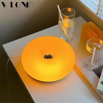 Скандинавское стеклянное настенное бра, современное белое USB-подключение, сенсорная декоративная лампа для спальни, прикроватной тумбочки, гостиной, кабинета, настенные светильники Tricolor light оранжевый