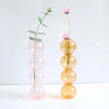 Скандинавское украшение для дома Цветочные вазы Креативная сферическая маленькая ваза Ваза из цветного пузырчатого стекла S
