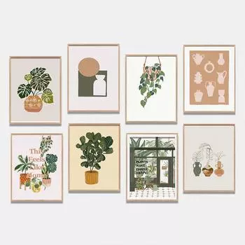 Скандинавское украшение дома, растение, картина маслом, тропическое растение, вдохновляющие цитаты, настенный художественный постер для гостиной 21cm30cm NoFrame