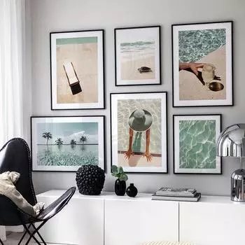 Скандинавское украшение, крутой летний постер с бассейном и пляжем и принтом, настенная художественная картина, холст, картина, современный декор для дома и комнаты 21*30cm