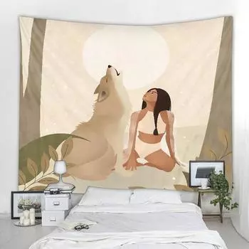 Скандинавское украшение ветра INS, таинственная мандала, богемная лунная девушка, литературная девушка, гобелен, декоративное художественное одеяло, гобелен, тапиз 100X75CM