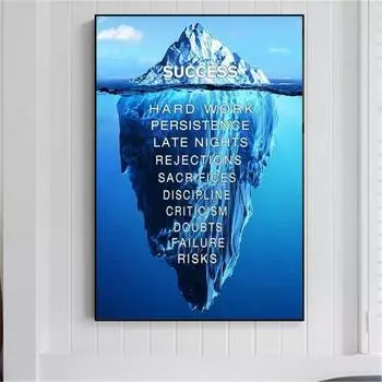 Скандинавское вдохновение, произведение искусства, айсберг успеха, цитата, холст, художественные постеры, настенные художественные картины на стене, картина для домашнего декора, Куадрос 21*30cm