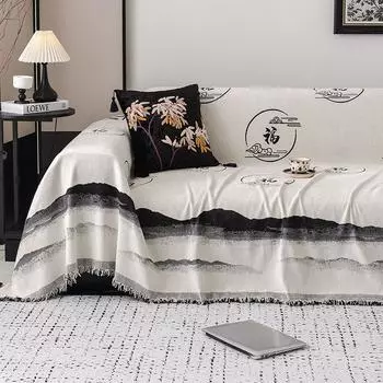 Скандинавское высококачественное полотенце для дивана из синели, чехол для дивана с персонажем Fu, ткань для четырех сезонов, универсальный чехол для дивана с полным покрытием 180*130cm