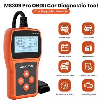 Сканер MS309 Pro OBD2 с функцией считывания кодов Check Engine, автомобильный сканер OBD II, инструмент диагностики неисправностей для всех автомобилей с 1996 года выпуска
