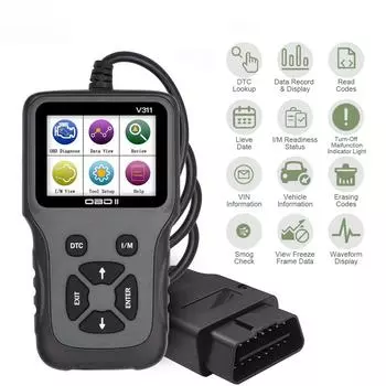 Сканер OBD2 Считыватель кодов OBD и инструменты сканирования Автомобильный диагностический сканер двигателя для всех автомобилей с протоколом OBDII OBD II чёрный/зелёный