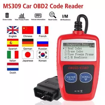 Сканер OBD 2, универсальная версия, очистка кодов неисправностей, многофункциональный цифровой дисплей, 16-контактный автомобильный диагностический инструмент, считыватель кодов OBD2 красный