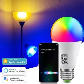 Сканирование QR-кода Homekit Подключение Wi-Fi Умная лампочка RGB E27 9 Вт Светодиодная лампа Управление приложением Work Apple Home Kit Siri Alexa Google Home