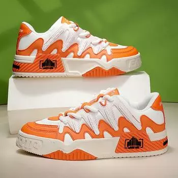 Skate Shoes Men Flat Non-slip Wear-resisting Sports Shoes 2025 Luxury Design High-quality Leather Vulcanized Shoes for Men 39 чёрный