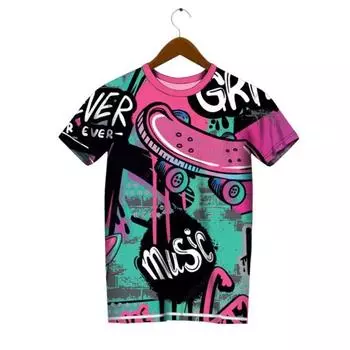 Skateboard Printed Men s T-shirt Street Quick Drying Short Sleeved T-shirt Men Outdoor Sports Casual Top Breathable Fitness Wear S