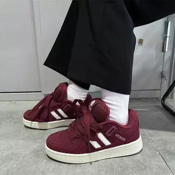 Skateboard women s shoes ins tide 2025 summer new bread shoes Guochao niche couple design versatile casual board shoes 35 бордовый
