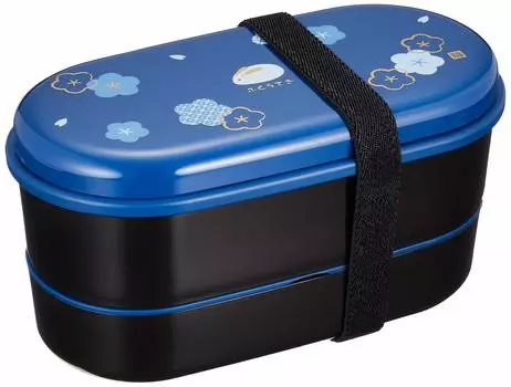 Skater 2 Tier Bento Box 630 мл Drawstring палочки для еды Сделано в Японии Fukuraba Navy KSX2