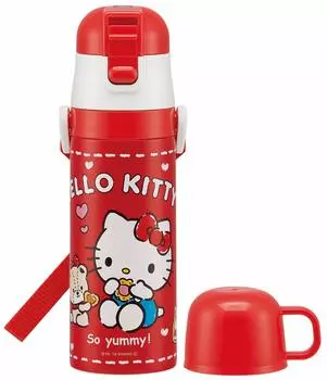 Skater 2WAY Stainless Steel Water Bottle with Cup Hello Kitty Cookie Sanrio 430ml SKDC4 Children s