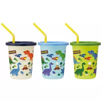 Skater 3 Tumblers with Straw Dinosaur Made in Japan 320ml SIH3ST