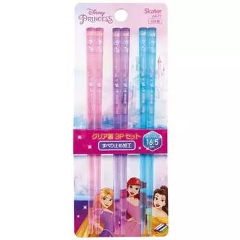 Skater Acrylic Clear Chopsticks 16.5cm Set of 3 Disney Princess Made in Japan AA2T-A