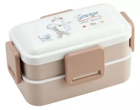 Ланч-бокс Skater антибактериальный пушистый куполообразный с крышкой 2 уровня 600 мл Любопытный Джордж Сделано в Японии PFLW4AG-A