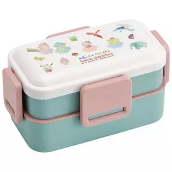 Skater Antibacterial Fluffy Dome Lid 2 Tier Bento Box 600ml Sanrio Characters x Akiko Obuchi Made in Japan PFLW4AG-A