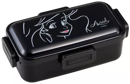 Skater Antibacterial Fluffy Dome Lid Bento Box 530ml Disney Ariel BLACK Made in Japan PFLB6AG-A