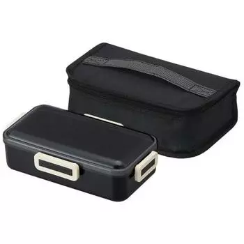 Skater Antibacterial Fluffy Dome Lid Bento Box 830ml with Insulated Bag Black Made in Japan KCPFLB8AG-A