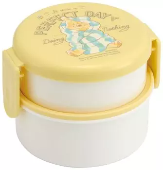 Skater Antibacterial Lunch Box 2 Tiers Round 500ml Disney Fluffy Winnie the Pooh Made in Japan ONWR1AG-A