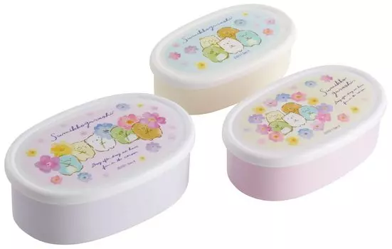 Skater Antibacterial Lunch Box Storage Container Set of 3 Sumikkogurashi Flower Girl Made in Japan SRS3SAG-A