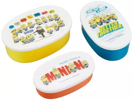 Skater Antibacterial Lunch Box Storage Container Set of 3 Minions Fever Made in Japan SRS3SAG-A