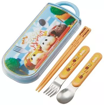 Skater Antibacterial Slide Trio Set Lunch Box Chopsticks Spoon Fork PUIPUI Molcar Girls Made in Japan Children s TACC2AG-A