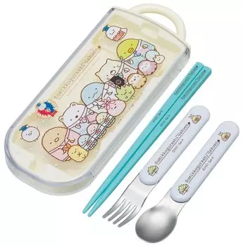 Skater Antibacterial Slide Trio Set Lunch Box Chopsticks Spoon Fork Sumikkogurashi School Girls Made in Japan Children s TACC2AG-A