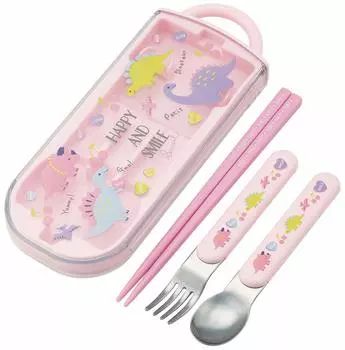 Skater Antibacterial Slide Trio Set Lunch Box Chopsticks Spoon Fork Happy Smile Girls Made in Japan Children s & TACC2AG-A