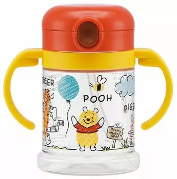 Skater Baby Straw Mug with Handle 260ml Foldable Handle Disney Winnie the Pooh Recommended for ages 1 and up Two-Handed KSHW1N-A