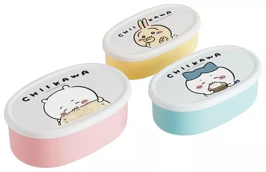 Skater Bento Box Chikawa 860ml Set of 3 Seal Container Storage Container Made in Japan SRS3SAG-A